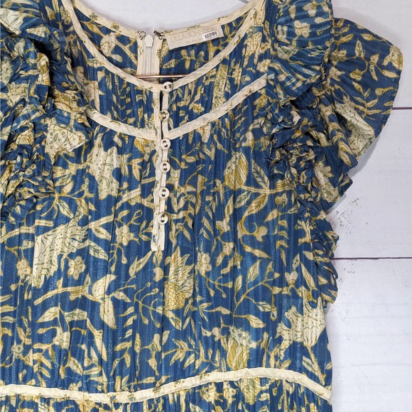 Ulla Johnson Endah Cotton Floral Print Ruffle Playsuit Romper Women's Size 6 - Picture 6 of 16